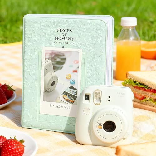Álbum de fotos verde com 64 bolsos de 7,5 cm para mini câmeras Polaroid