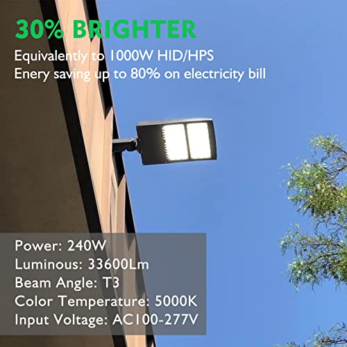 Bulbeats 2Pack 240W Led Parking Lot Area Light ( 33600Lm Eqv 1000W Hid/Hps) 5000K Slip Fitter Mount With Dusk To Dawn Ip65 Waterproof Outdoor Area Lighting For Parking Lot/Sports Stadium/Street-Etl Listed thumb #1