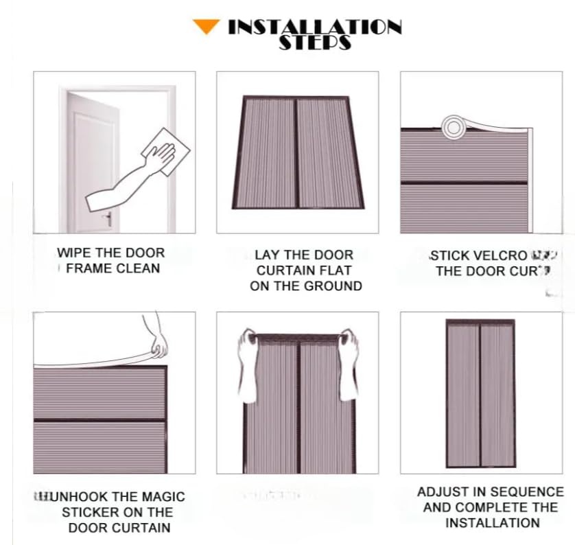 Magnetic Screen Door Fly Screen Door Bug Mesh Curtain Keep Insects Out Mosquito Door Screen with Powerful Magnets for Anti Mosquitoes Bugs Pest Curtain 100 * 210cm (Brown 1) - Image 4