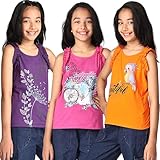 TotzTouch Girls Relaxed Fit Tshirt | Tops |Tee Shirt Will Frills At Sleeve Cotton Color Orange, Violet, Pink Combo Pack Of 3 Age (1 Year To 13 Years)