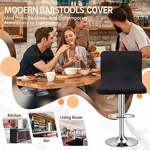 Sonnach Bar Stool Covers, Velvet Barstool Slipcovers With Back, Slipcovers For Short Stool (2, Black) #TOP4