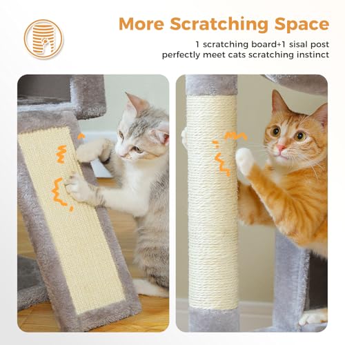 Image of PAWZ Road Cat Tree, 35 inch Cat Tower with Dual Condos for Indoor Cats,Gray