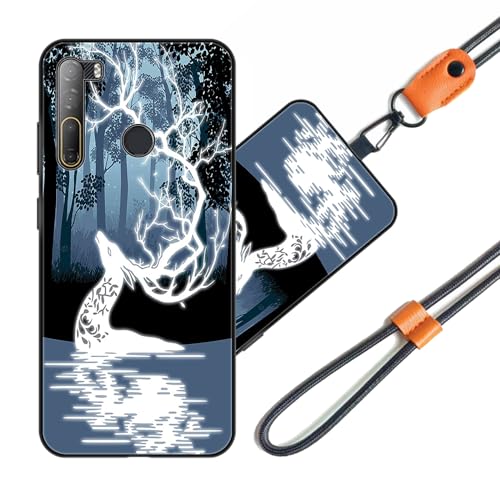 JEZSTHAI Funda Compatible con HTC Desire 20 Pro Carcasa de Silicona Suave con Correa Colgante Correa de Cuello Cordón para Movil,Anti-Choque Protección Case con Patrón.Patrón*A08