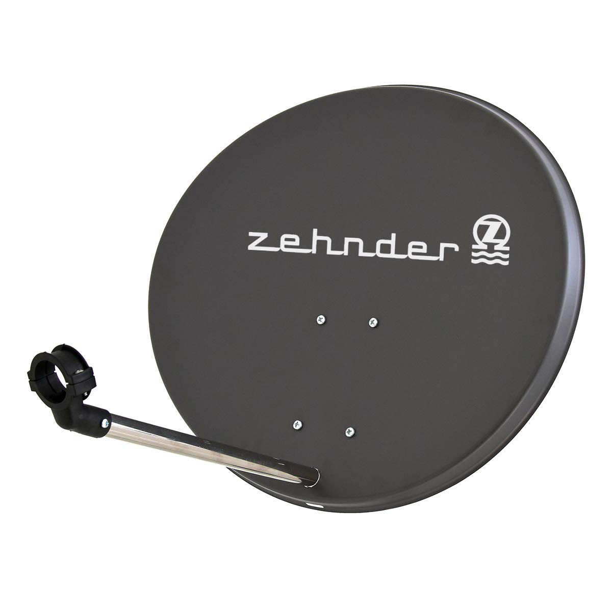 Zehnder 60cm Spiegel Schüssel Stahl + Twin LNB | 2 Teilnehmer SAT Anlage HD Digital Set anthrazit | DVB-S/S2 Full HDTV 3D 4K Ultra HD UHD Empfang