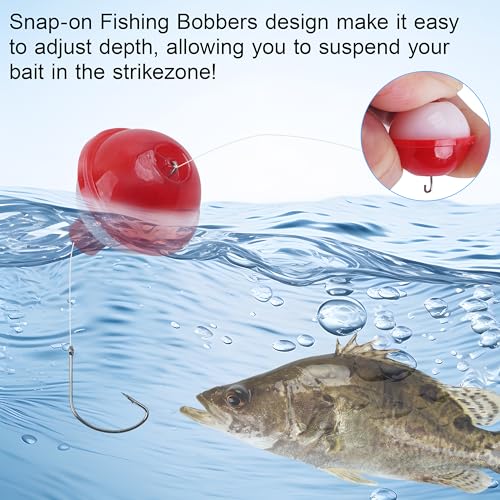 Kit de Equipamiento Básico para Pesca FUSIGO, 80 Piezas con Bobbers, Anzuelos y Pesos para Trucha, Bass, Bagre y Otros miniatura 4
