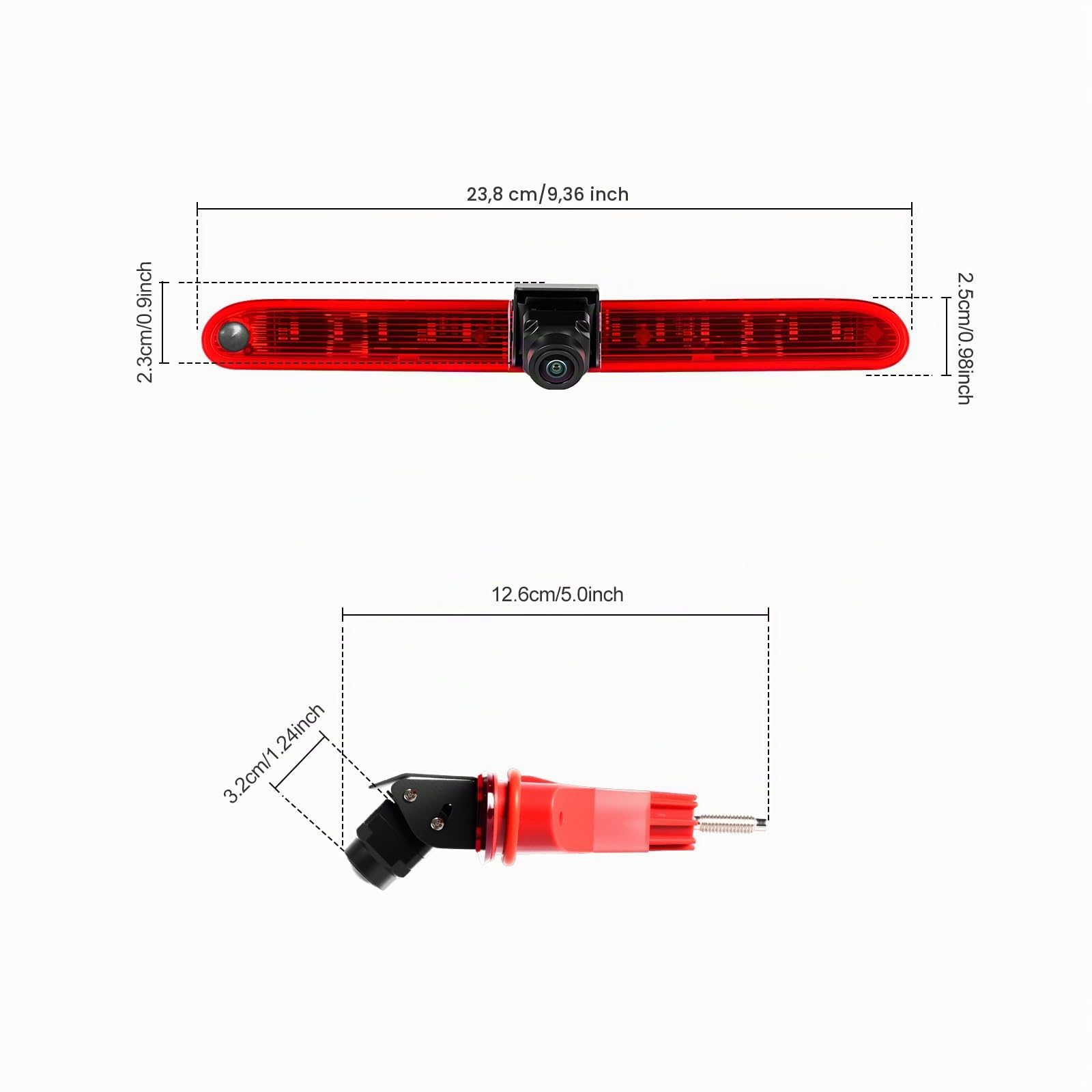 Caméra de Recul de Feu de Freinage pour Peugeot Partner 2008-2020/Citroen Berlingo 2008-2020 avec Vision Nocturne P67 Étanche Angle de Vision de 140° Connexion par Câble Stable Double Caméra 720P