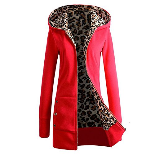 Women's Long Sleeve Leopard Print Zip Up Hoodie Coat2