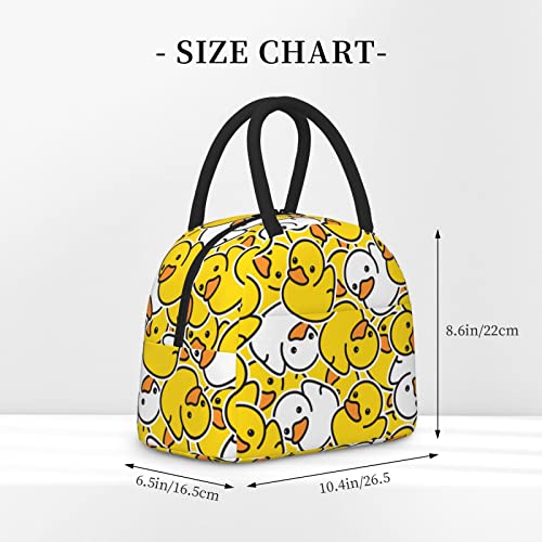 Fiokroo Lunch Bag Insulated Cute Rubber Ducks Lunch Box Cartoon Duckies Reusable Lunch Tote Bag For School Work College Outdoor Travel Picnic, 10L #TOP1