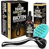 Derma Roller for Hair Growth, Biotin Hair Growth Oil Serum, Hair Scalp Massager Helps absorb Hair Growth Oil Serum, Hair Loss Treatment Kit