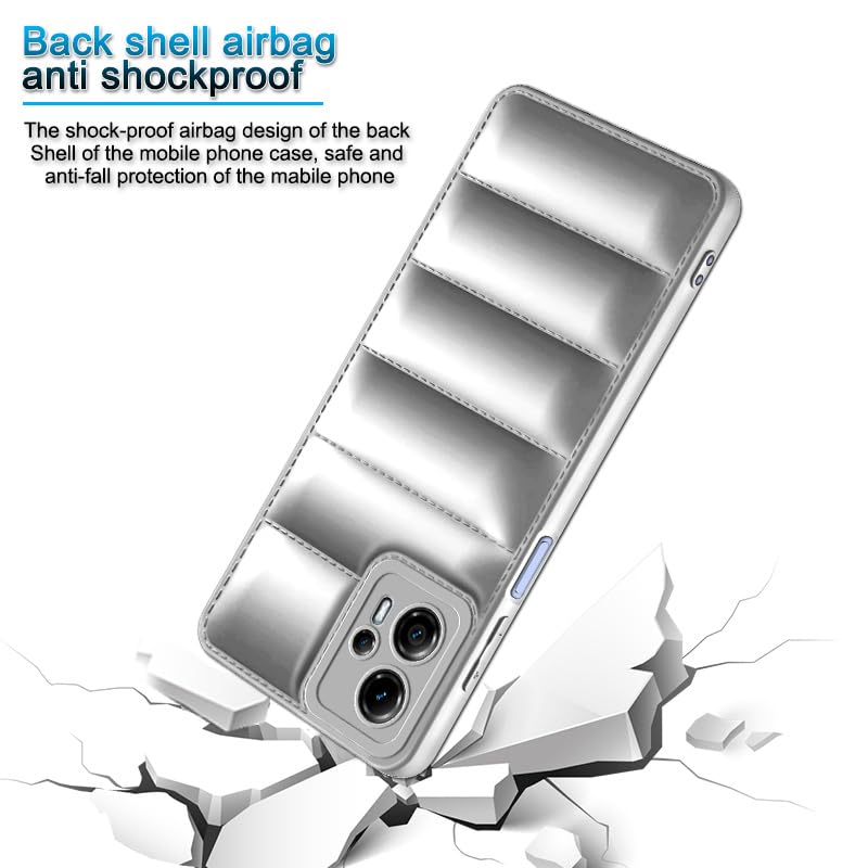 Image of Amazon Brand - Solimo Puffer Case Camera Protection Soft Back Cover for Motorola Moto G13 - Silver