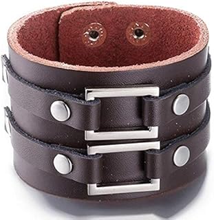 JewelOra MSH-0116B Unisex Brown Leather Jewelry Bracelet