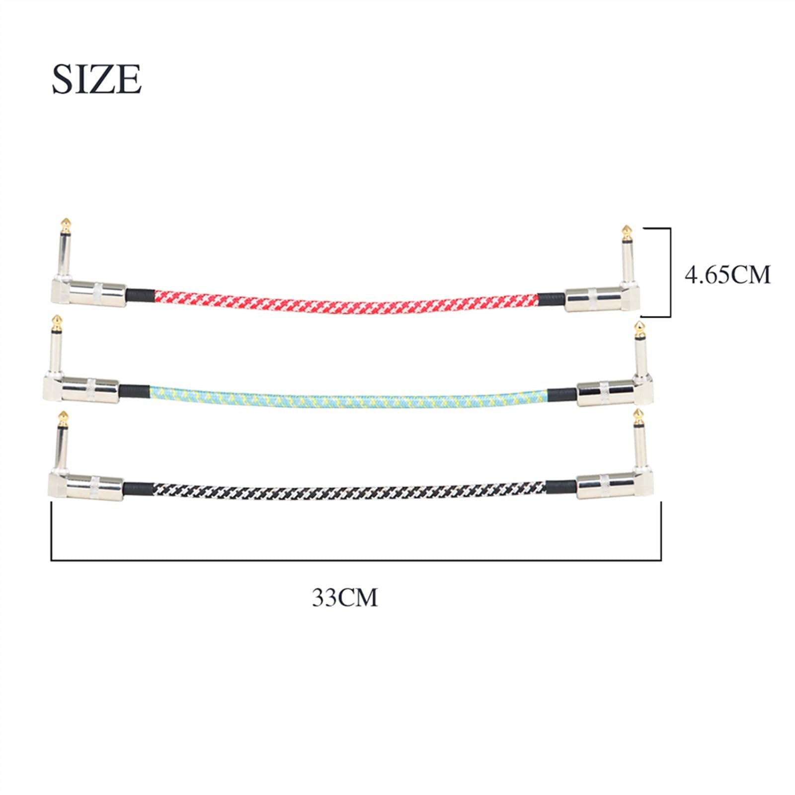 kabel audio do gitary 3 Szt. Kable Pedału Efektów Gitarowych Linia Łącząca 6.5mm Patch Kabel Pedału 33cm Przewód Drut Miedziany
