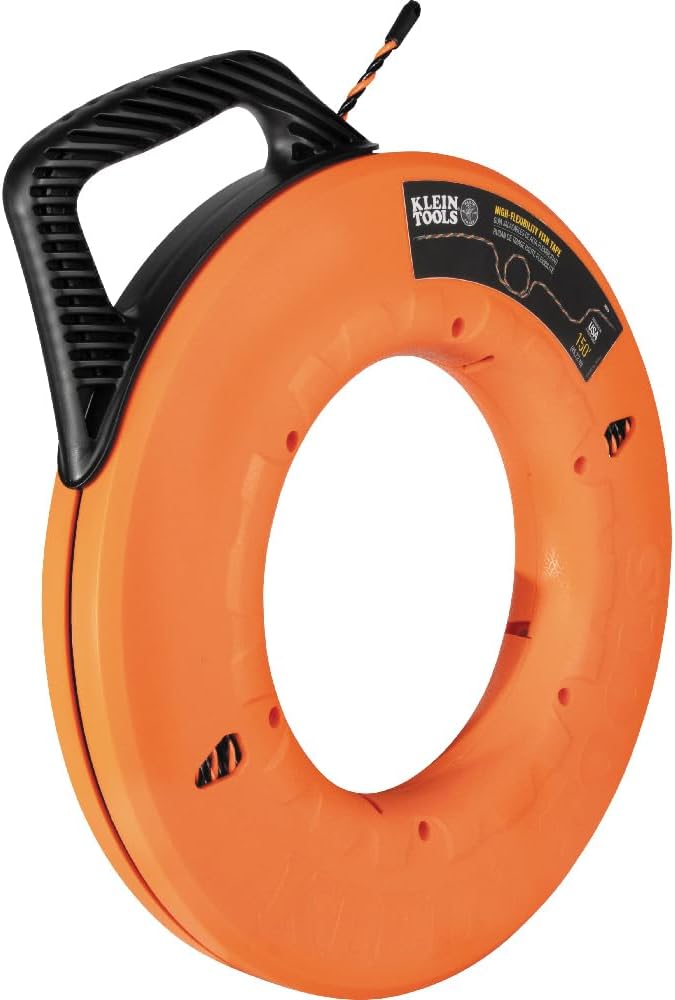 Klein Tools 50376 150-Foot Fish Tape, High-Flex Polyester, 3 Strand Braided Wire Puller Electrical Fish Tape with Non-Conductive Tip