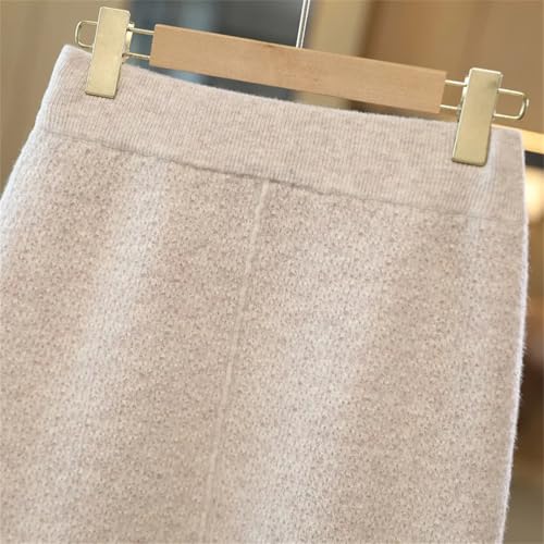 Women Wool Long Knti Skirt Office Business Soft Straight Tube Skirt3