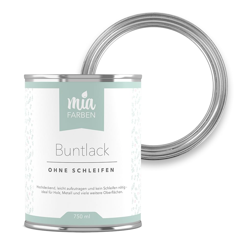 miafarben Buntlack ohne schleifen 5L, Möbelfarbe, Möbellack für Holz, Metall, Kunststoff (Traumhaftes Weiss)