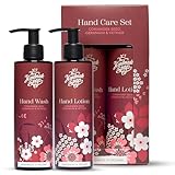 The Handmade Soap Company Hand Wash & Hand Lotion Duo Set, Coriander Seed, Geranium, & Vetiver Hands Care Gift Set, Liquid Soap, Moisturizing Lotion, 8.5fl oz Each