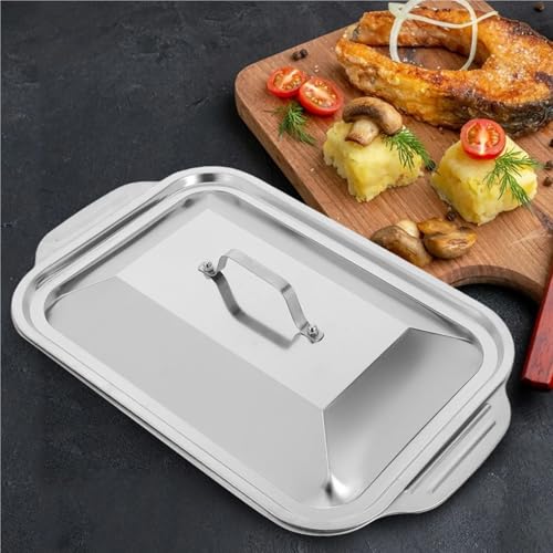 Plateau de gril rectangulaire en inox profond pour cuisson au four multi-usages