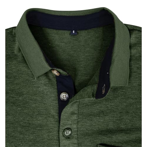 Image of Men's Short Sleeve Polo Shirts Buttons Collared T Shirts with Pocket | Moisture-Wicking,Soft Stretch Fabric, Lightweight,Structured Collar,Business Casual, Golf, Office,All-Day Comfort