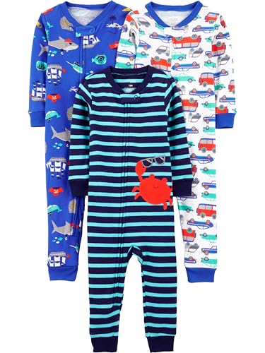 Simple Joys by Carter's Baby 3-pack Snug-fit Footless Cotton Pajamas, Crab/Sea...