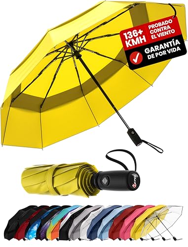 Repel Paraguas plegable Antiviento y - Apertura automática fácil - Paraguas Grande, Guarda Chuva Compacto y Duradero, Estructura de Fibra de Vidrio Resistente - Cabe en una Mochila o Bolso