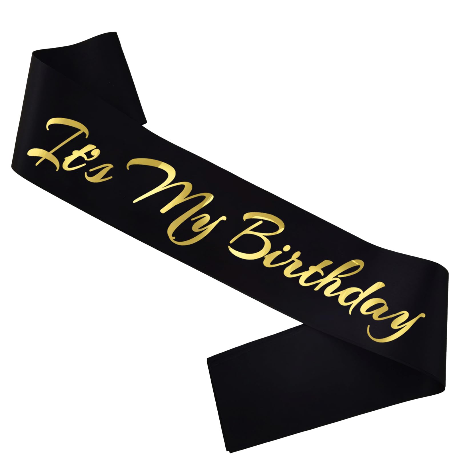 Novaflare It's My Birthday Sash, Gold Foil Letter Black Birthday Sash for Women or Men Bday Party Supplies, Gifts for Bday Party Favors