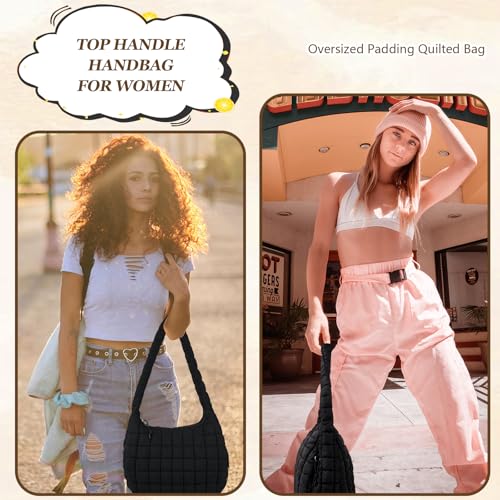Bolso tote acolchado grande para mujer con cremallera miniatura 5
