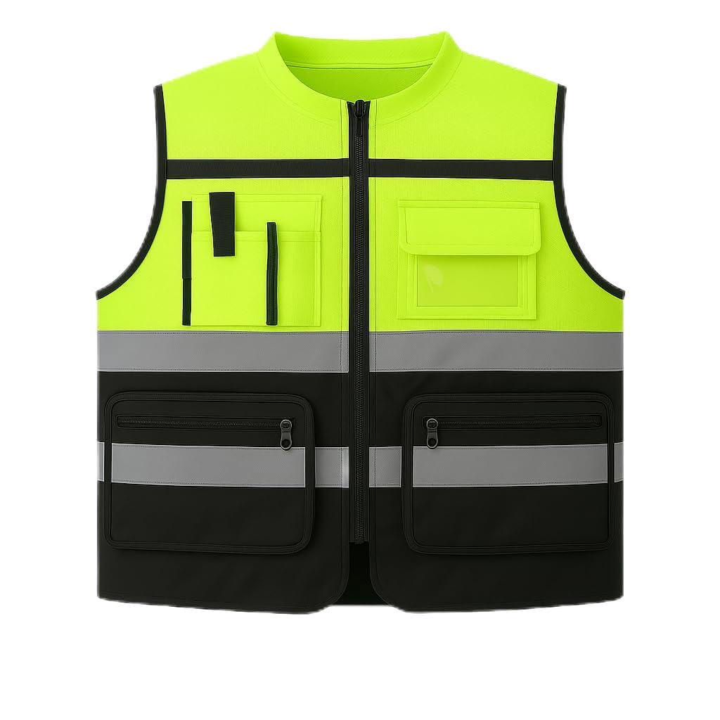 Hi Vis Vest with Pockets, High Vis Vests, Reflective Vest, Hi-Vis Jackets, High Visibility Safety Vest, Hi Vis with Pockets, Hivisible PPE for Construction, Roadside & Outdoor Use (Green, 3XL)
