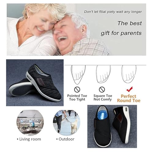 Mens Diabetic Edema Shoes, Summer Mesh Plus Size Breathable Adjustable Diabetic Sandals for Men, Lightweight Wide Feet Walking Edema Sneakers, for Elderly Foot Pain Relief Neuropathy4