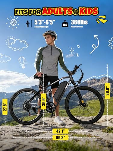 Image of ESKUTE M200F Electric Bike for Adults - 27.5 inch Tire Mountain E-Bike, 1500W Peak Motor 31MPH, 48V 20.8Ah Removable Battery, Up to 80 Miles, Step Over E-MTB, NFC Unlock, Black Classic