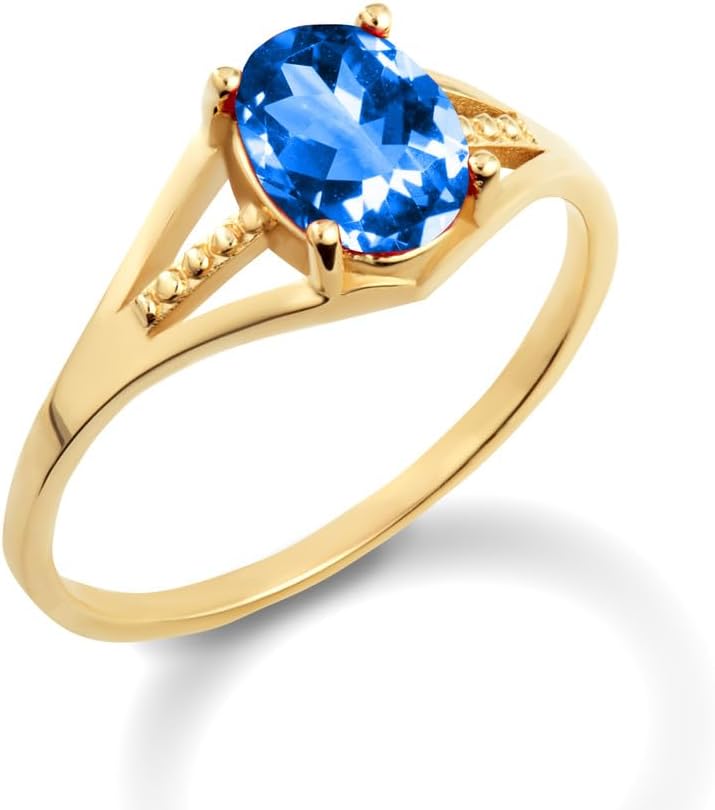 Solid 10K Gold Signature Birthstone 8x6 MM Oval Ring - Choice of Month, Color and Ring Size