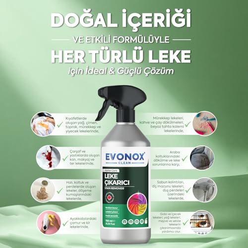 Evonox Clean Çok Amaçlı Ultra Güçlü Leke Çıkarıcı Sprey 750 ml | Tüm Yüzeyler İçin Etkili Temizlik