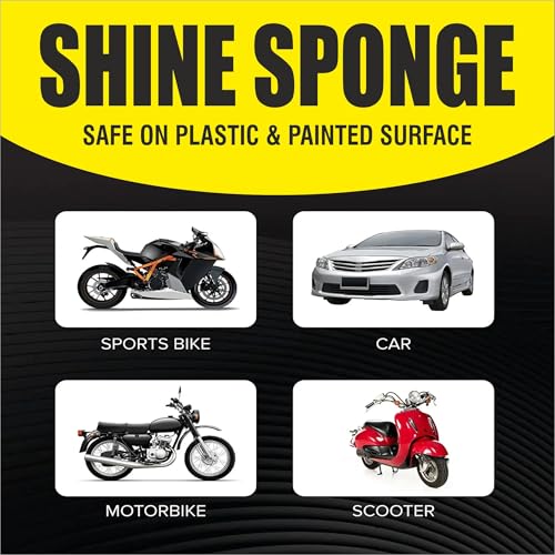 Image of PALCO Shine Sponge (Pack of 10) Multi-Surface High-Gloss Car Polish, All in One Shine Sponge Bike Polish for Shining Ideal for Plastic, Vinyl, Metal Trims, Leather, Rubber & Painted Surfaces