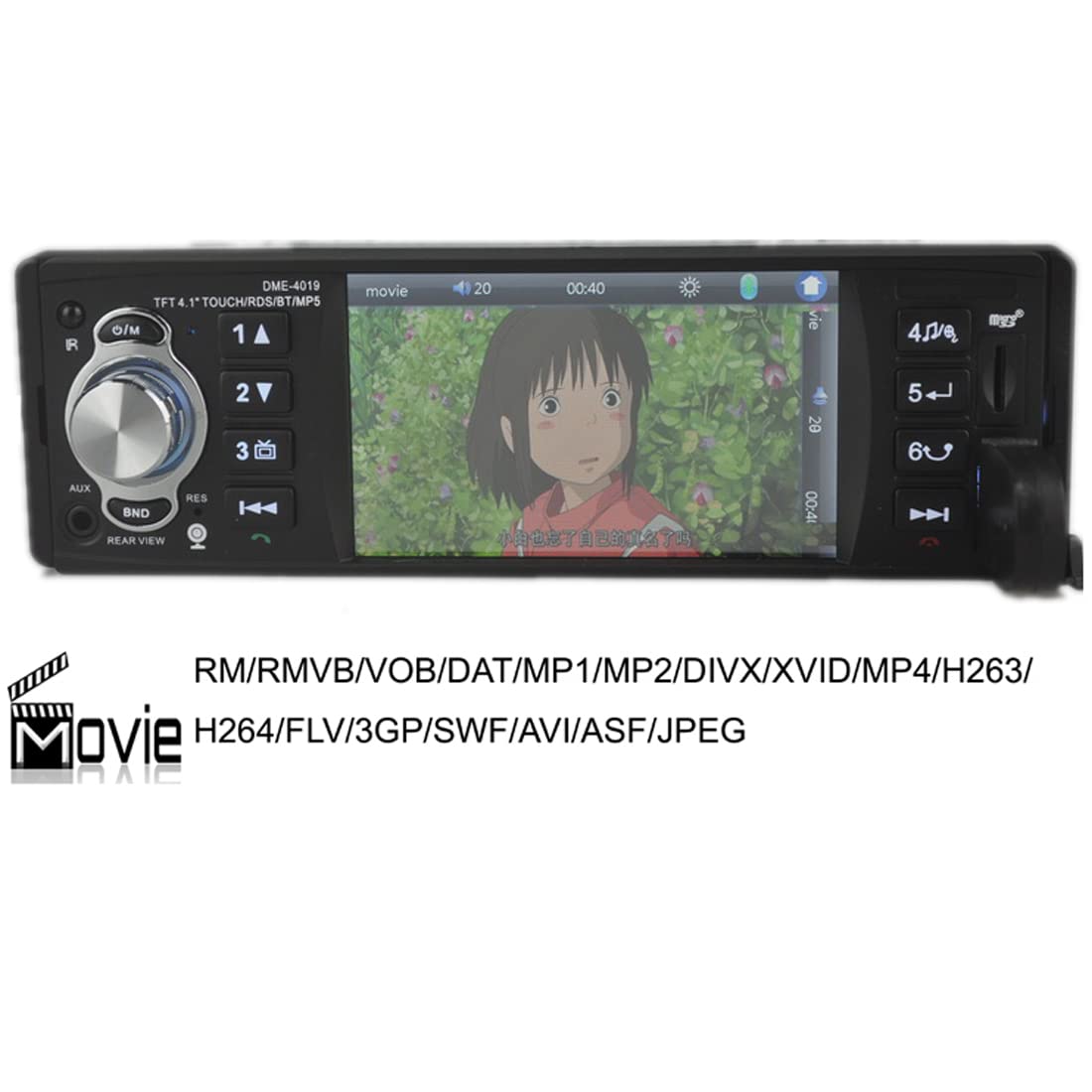 5,1 Pulgadas 1Din 5188 Reproductor MP5 para Coche IPS Pantalla de Prensa Control de Voz Radio RDS Am FM 4USB interconexión bidireccional