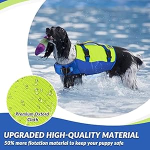 Slowton dog life jacket adjustable ripstop dog life vest with one piece belly support superior buoyancy skin friendly neoprene pet safety flotation vest for swimming boating pool beachyellowl   cucciolini doodles
