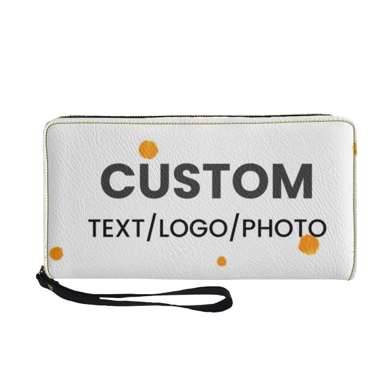 Customized Women's Leather Wallet, Personalized Picture/Text/Logo Zippered Handbag, Mother's Day Birthday Anniversary Valentine's Day Gift, Brown, Modern