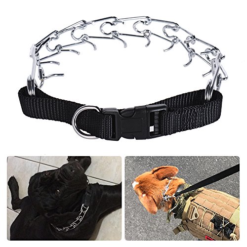 Festnight Dog Prong Collar Pets Training Pinch Engrenagem de aço inoxidável com comprimento ajustáve
