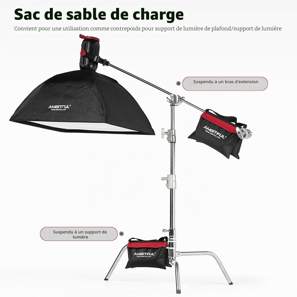 AMBITFUL Lot de 4 sacs de sable robustes pour studio photo, vidéo, film de salle, pour support léger, bras boom, tripods