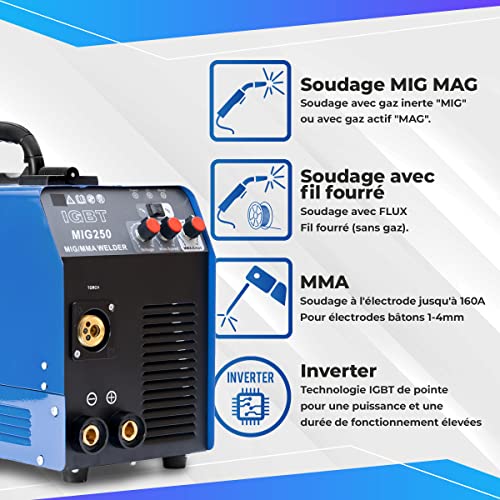 Poste a souder MIG MAG soudure propre sans projection IPOTOOLS 250A
