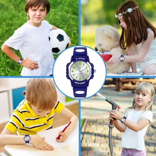 Image of CKV Kids Watch for Boys Girls Ages 5-12, Waterproof Time Teacher Easy to Read Analog Sport Outdoor Children Watches with Soft Band for Kids