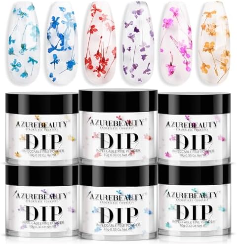 AZUREBEAUTY Dip Powder Nail Transparent Crystal Dried Flower Spring Set