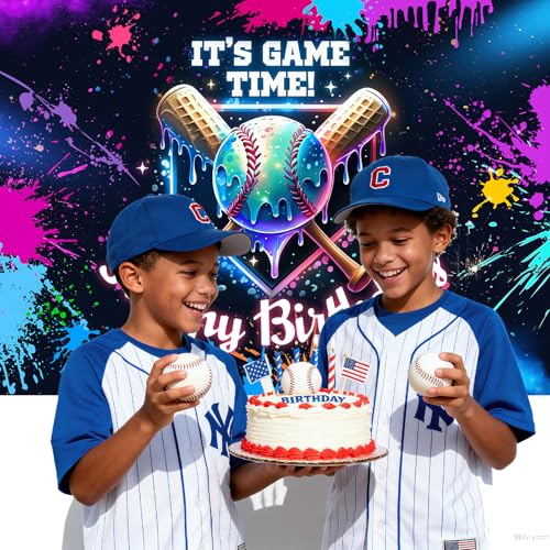 Fondo decorativo de cumpleaños Tema Béisbol 7x5 pies miniatura 6