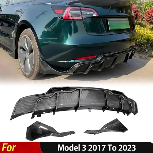 Diffuseur de lèvre pare-choc arrière Tesla Modèle 3 look carbone premium - 4