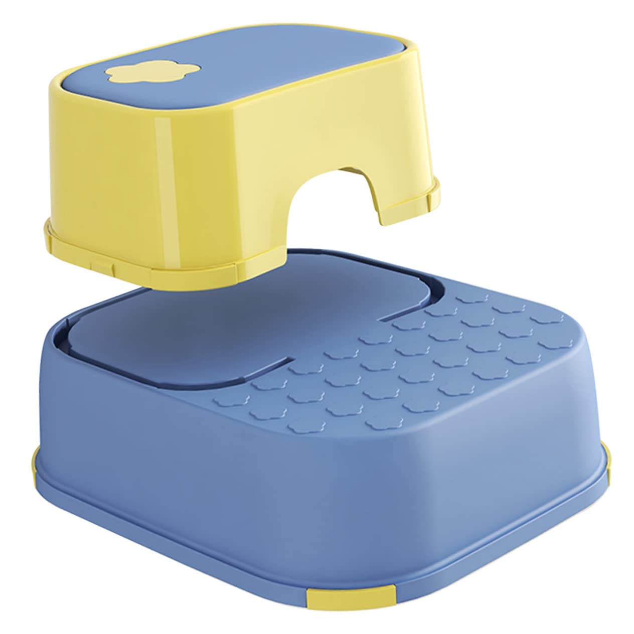 Taburete de Dos Escalones Antideslizante para Niños Pequeños, Taburete de Seguridad de PP Azul y Amarillo, para Baño y Lavabo, Adecuado para Entrenamiento y Uso Diario Hogar