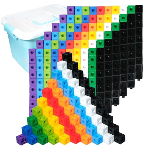 Image of 701 Pcs Math Learning Linking Cube with Storage Container Counting Cubes Plastic Colorful Counting Blocks Math Manipulatives Classroom Learning Supplies for Home School Educational(Blue)