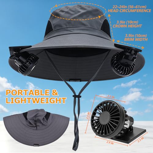Sombrero tipo Bucket con ventiladores solares para hombre y mujer miniatura 5