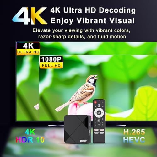 LEFFOT RK3518 4K Android 14 TV Box (2GB/16GB, WiFi 6, Voice Remote) — view 3