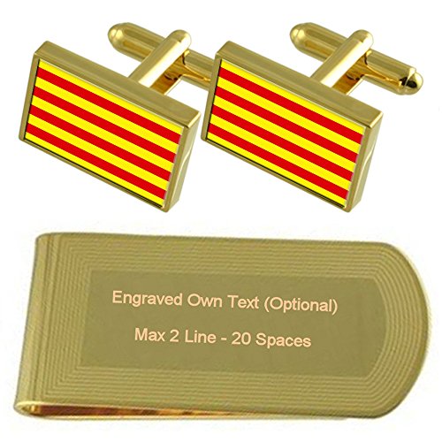 Gemelos de la bandera de Cataluña grabados en estuche de regalo ideal para aniversarios