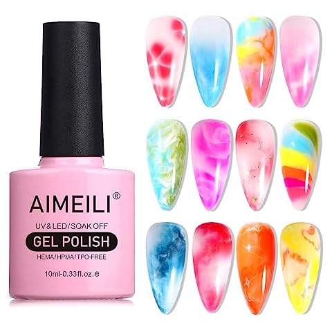 AIMEILI Nail Blooming Gel Nail Art Blossom Gel Soak Off U V LED Clear Blooming Gel for Spreading Effect, Marble, Floral Print Nail Art Design Manicure 10ml Cover