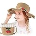 Czemo Mädchen Stroh Sonnenhut Mit Strandtasche mit Blumendekoration Süß Baby Blumen Mütze Set Outdoor-Aktivitäten Sommer Fit für 3-7 Jahre Kinder (Kaffee)