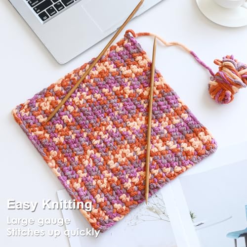 Image of #6 Super Bulky Blanket Yarn for Crocheting - 4 Skeins(Each 10.5oz /300g, 220yds /201m), Chunky Chenille Thick Plush Big Soft Yarn for Crocheting Knitting Blankets, Purple & Orange